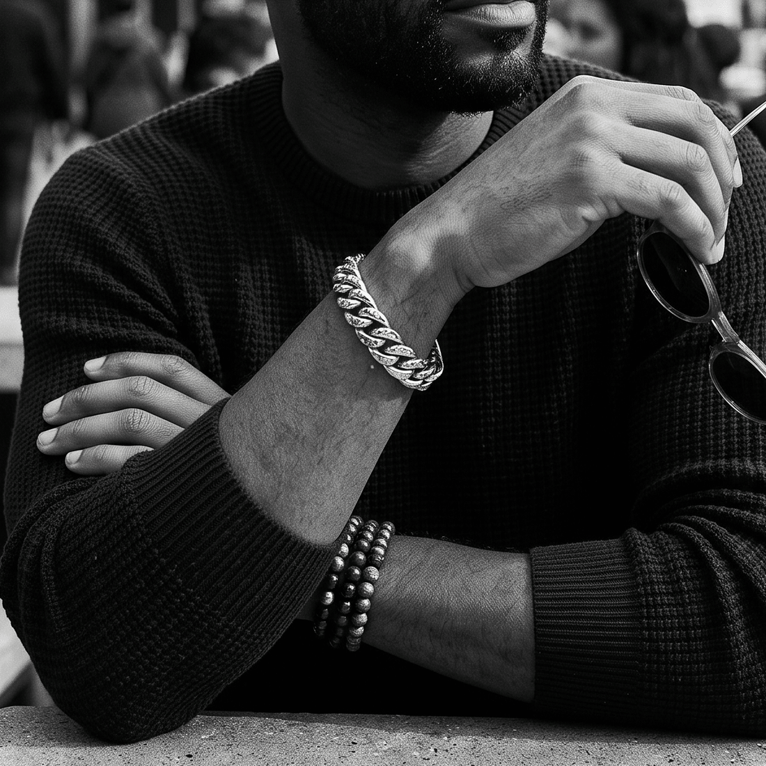 Tarija Iron Chain Bracelet, men's antique finish steel chain bracelet