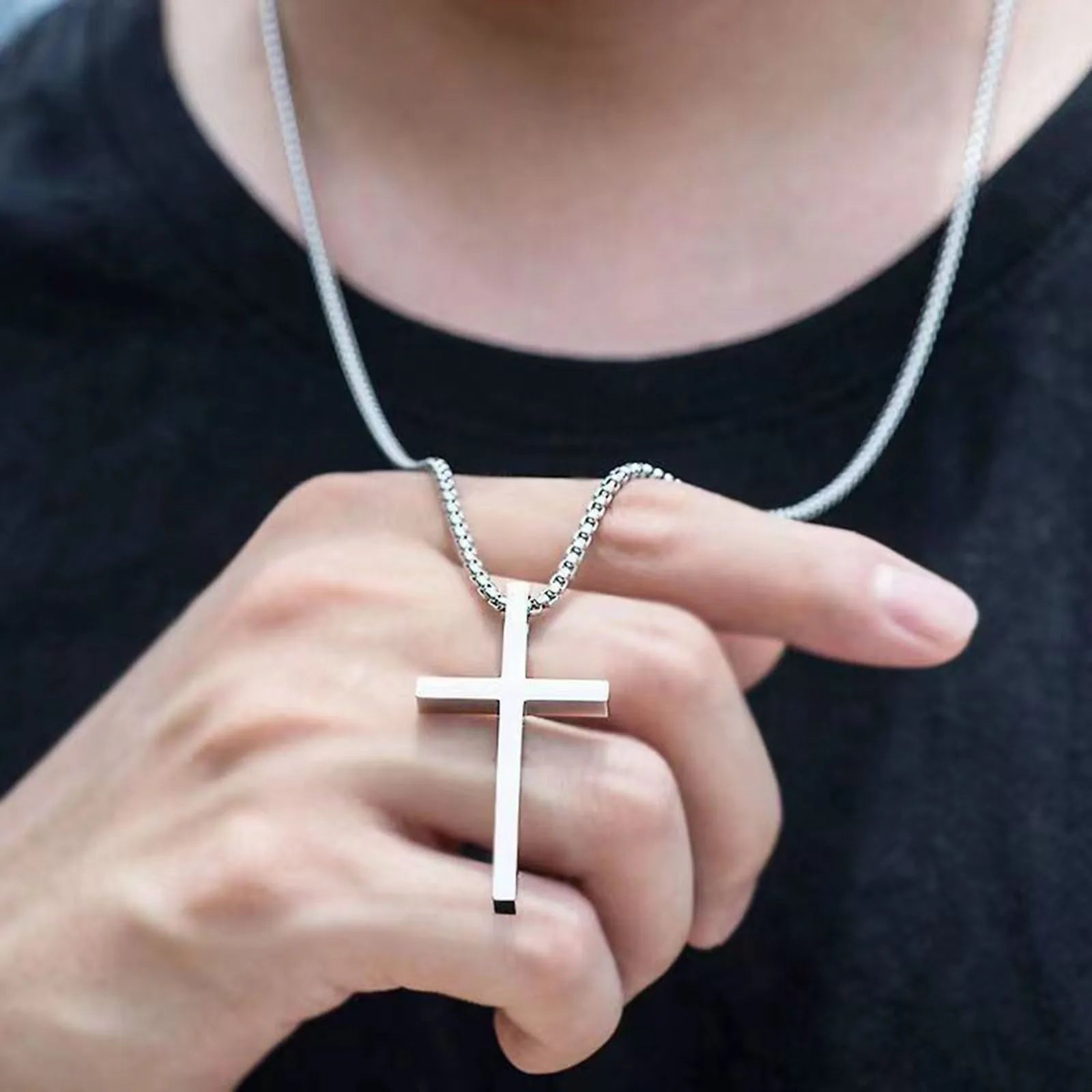 Cartagena Cross Necklace, men's stainless steel cross pendant