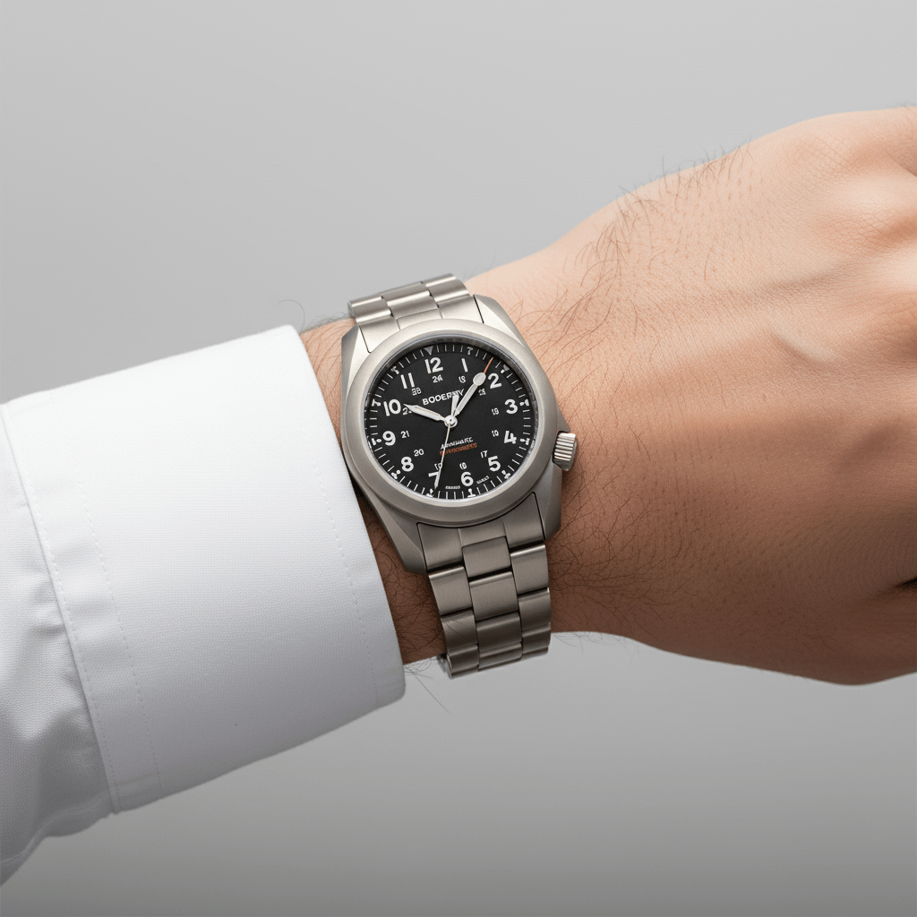Cartagena titanium automatic watch worn on the wrist