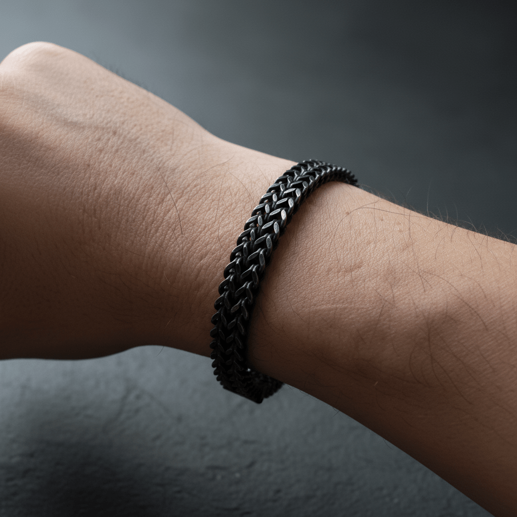 Titan Chain Bracelet worn on the wrist, lifestyle photo