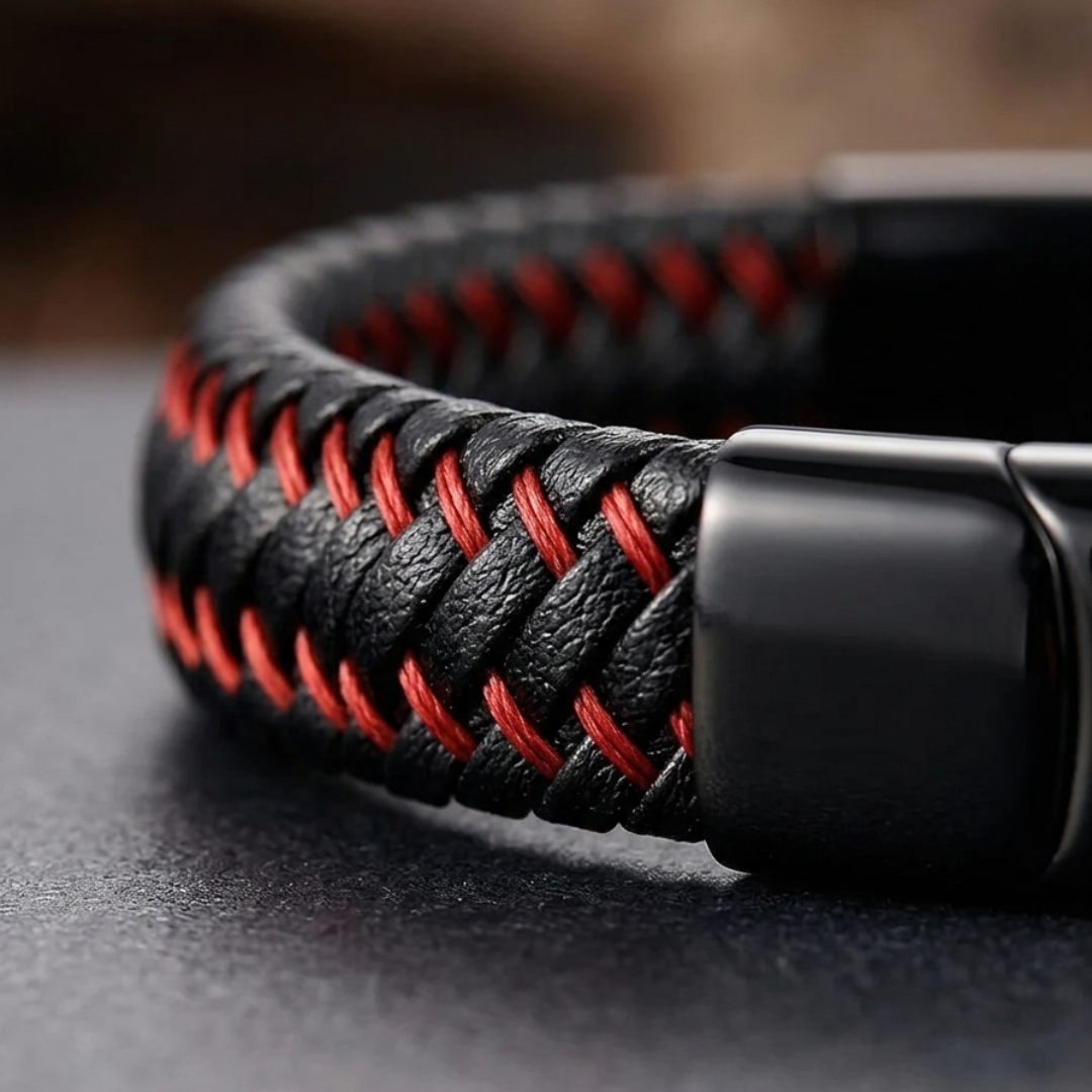 Coral Leather Bracelet