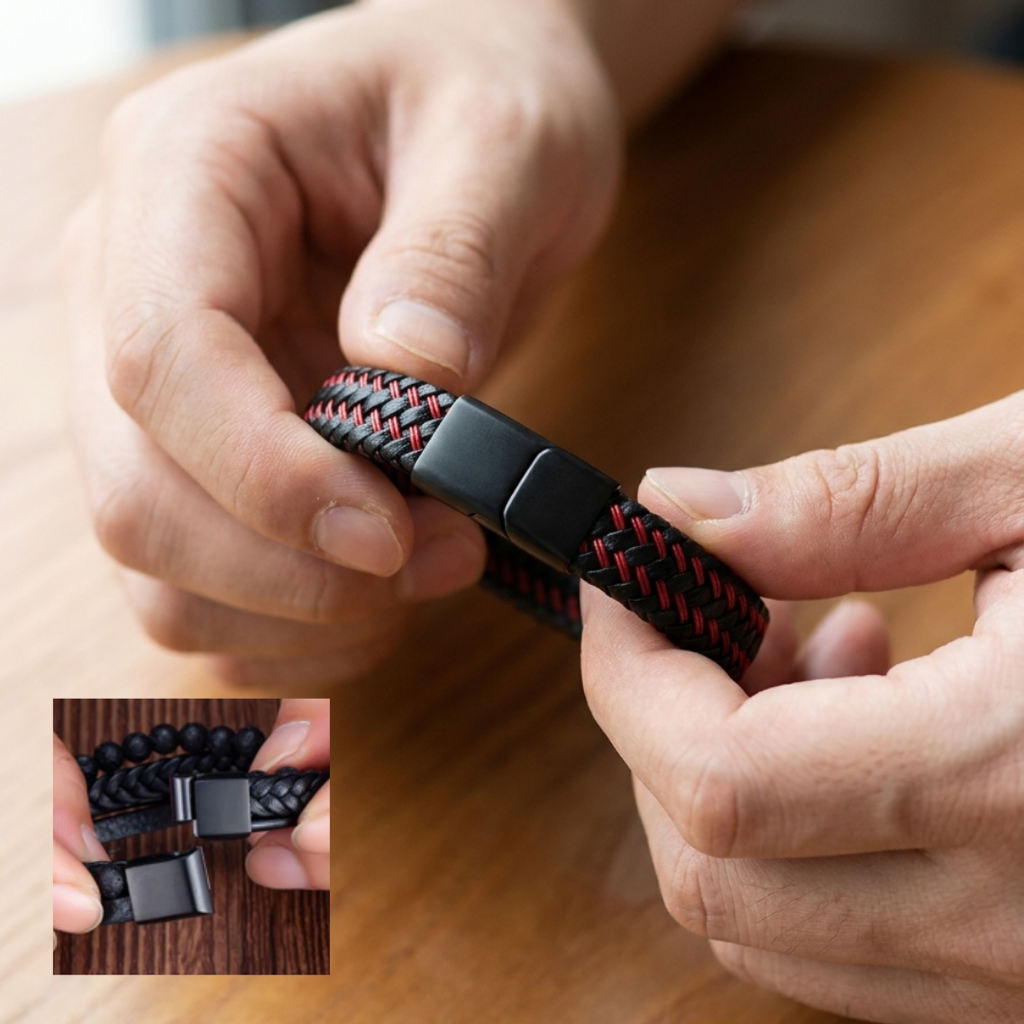Coral Leather Bracelet