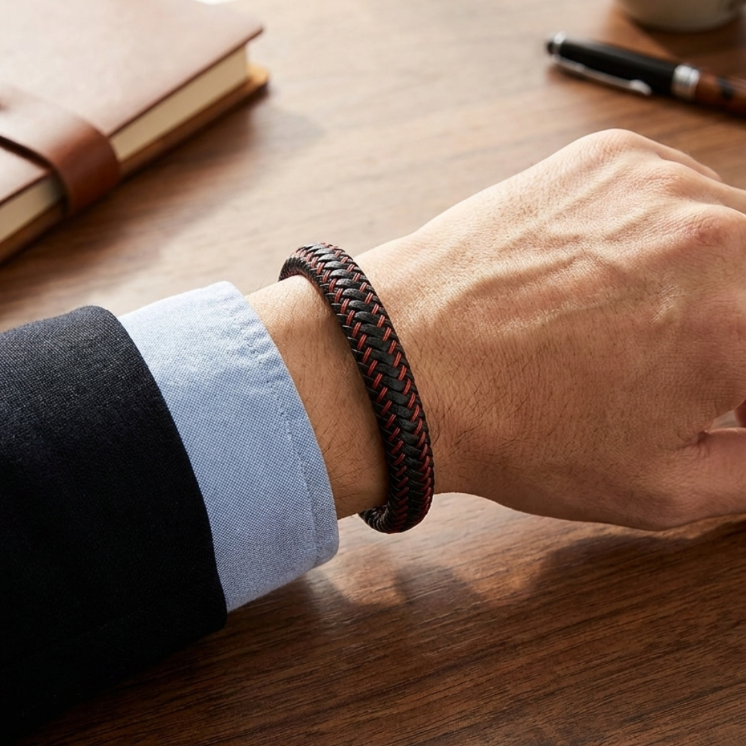 Coral Leather Bracelet