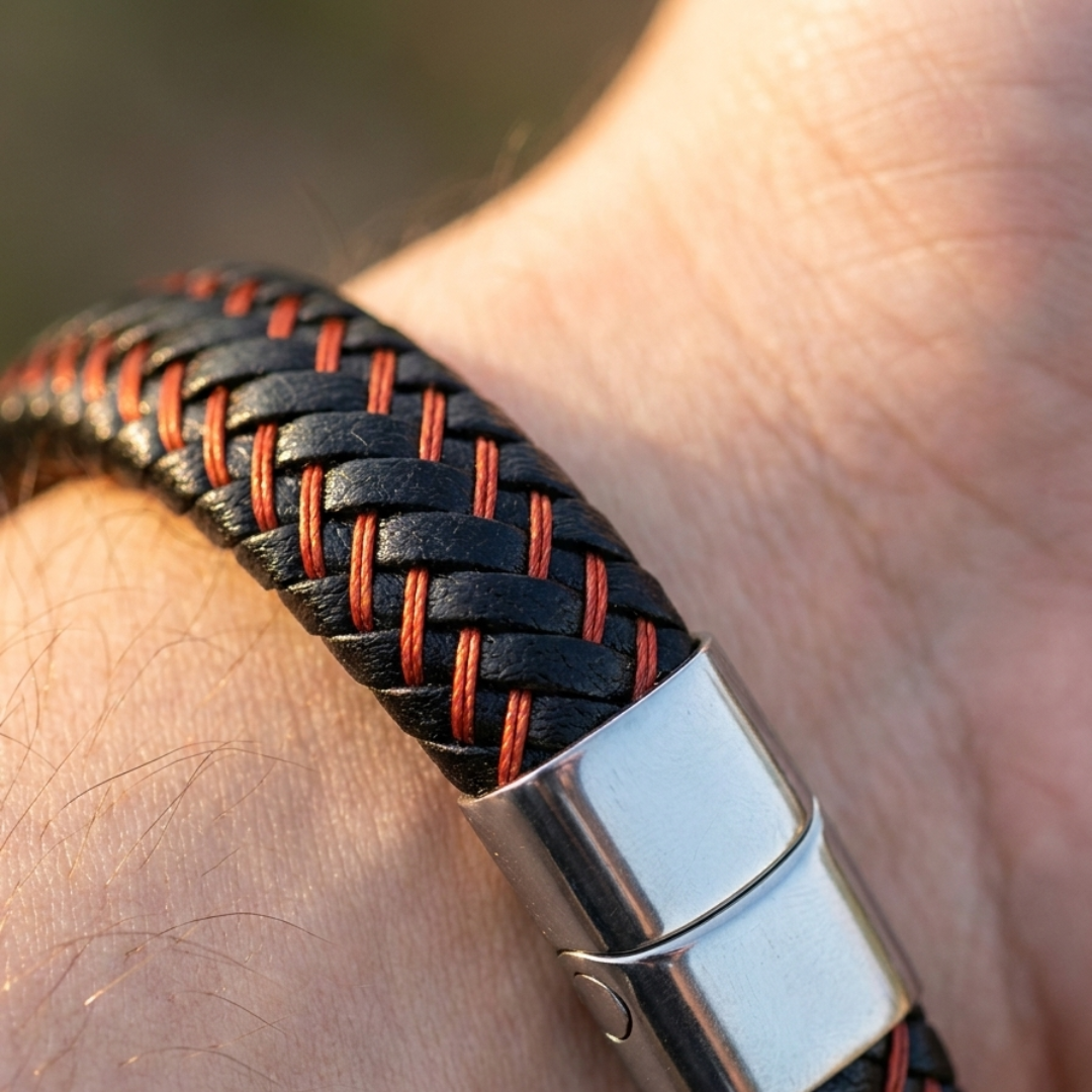 Coral Leather Bracelet