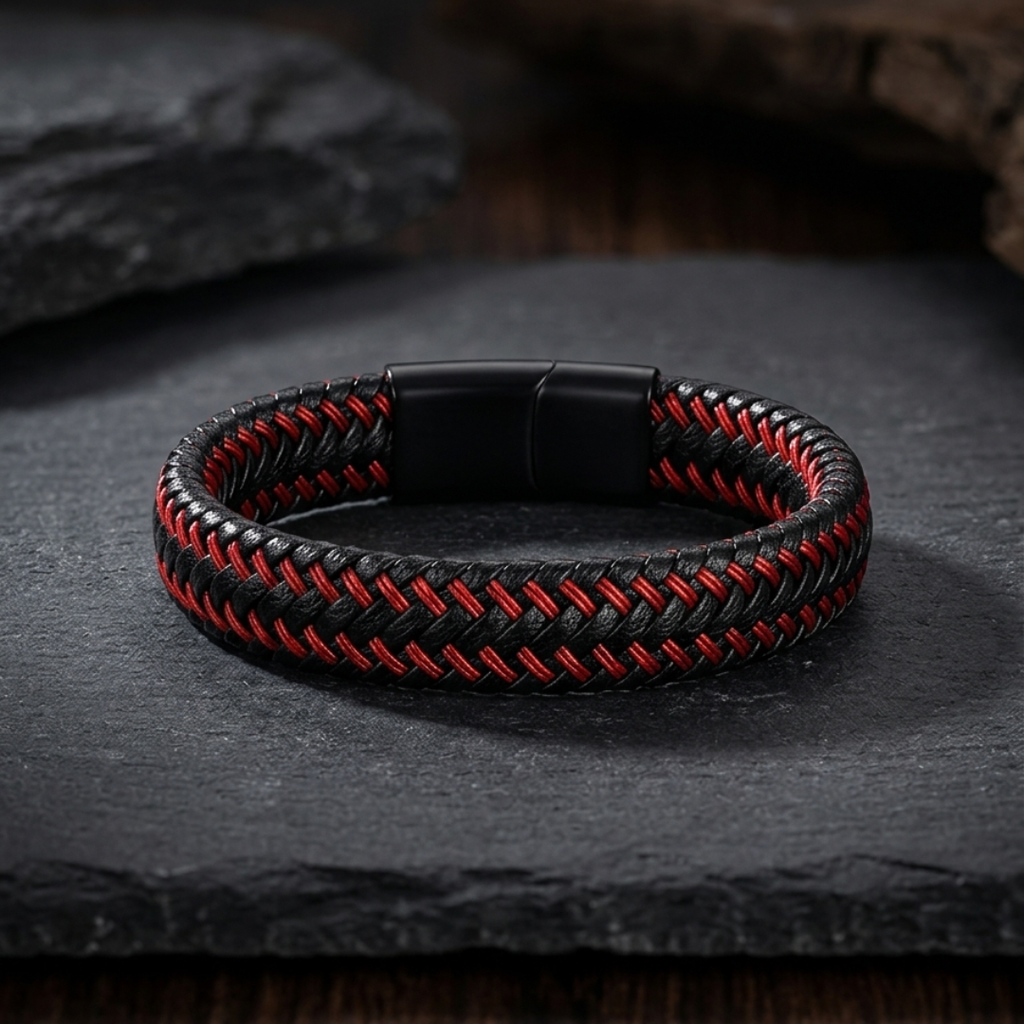 Coral Leather Bracelet