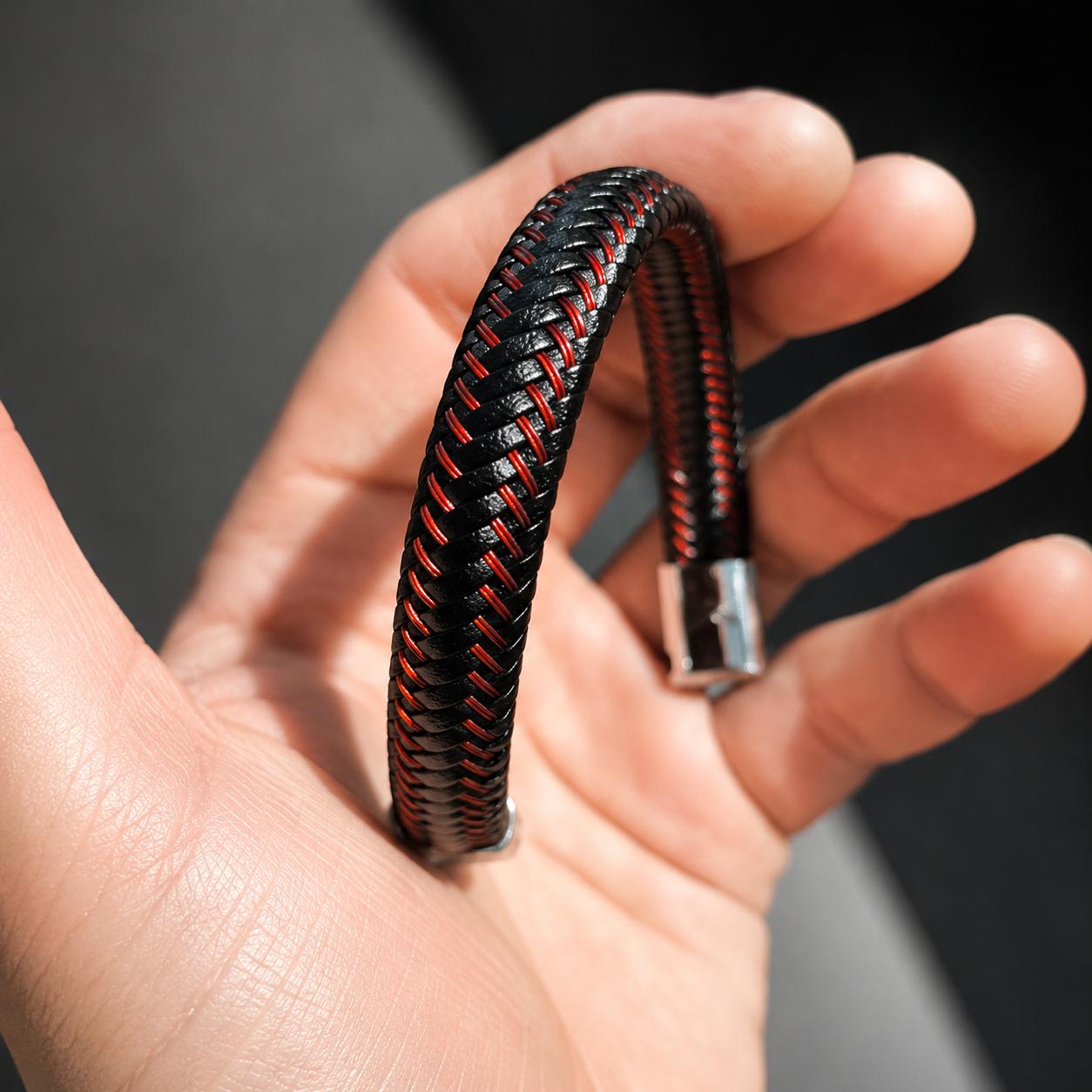 Coral Leather Bracelet