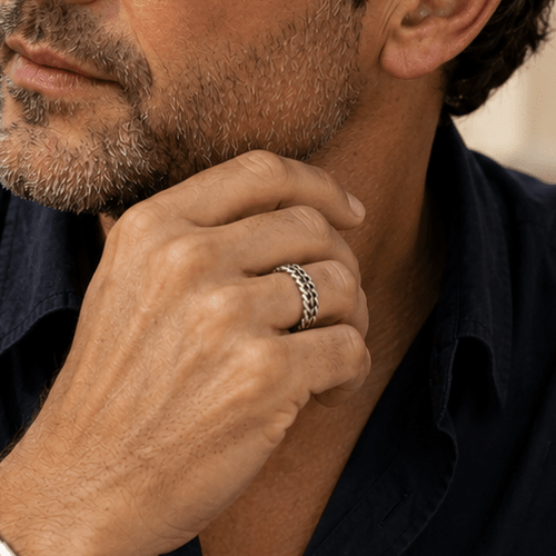 Como Braided Ring, men's titanium steel band