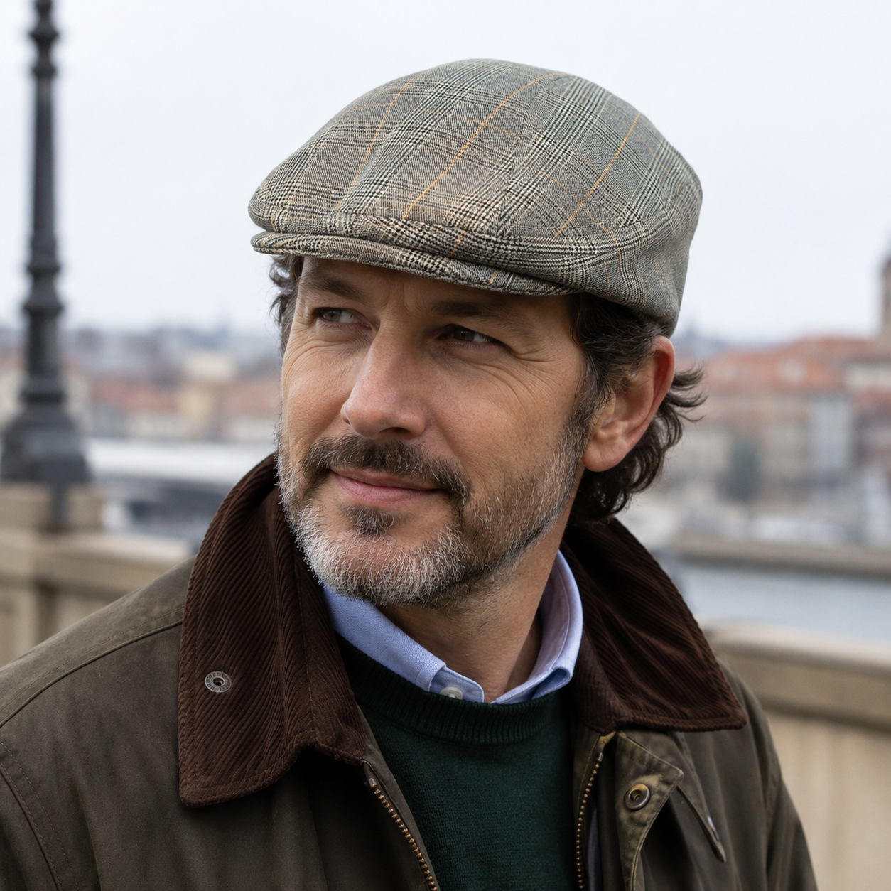 Gray Plaid Gatsby Beret