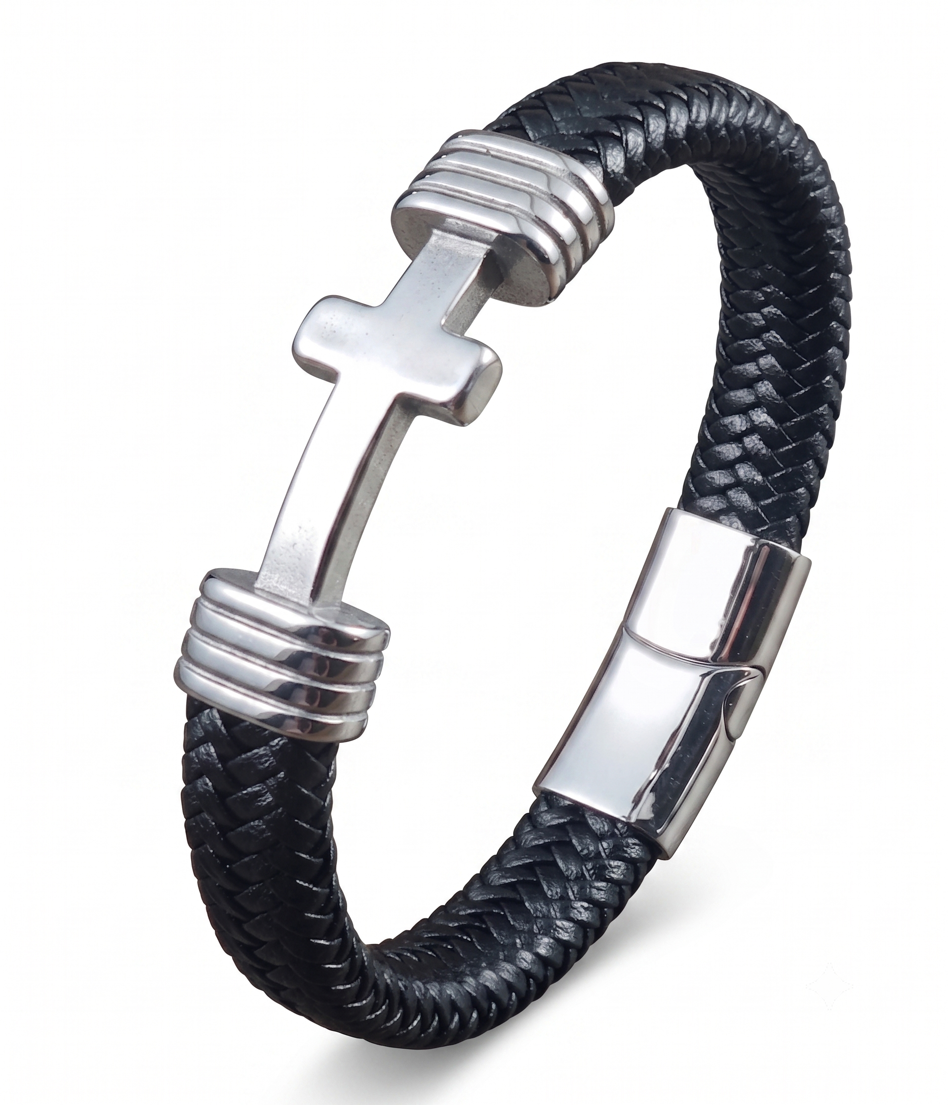 Tarija Cross Bracelet – Leather & Stainless Steel