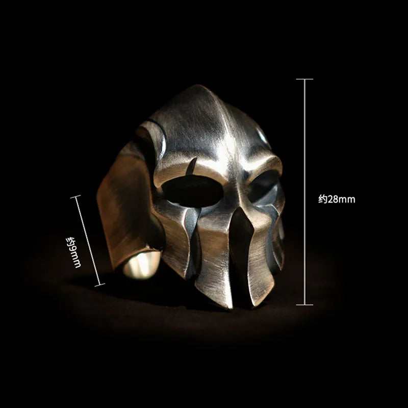 Retro Spartan Warrior Mask Ring