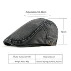 Washed denim newsboy cap for men