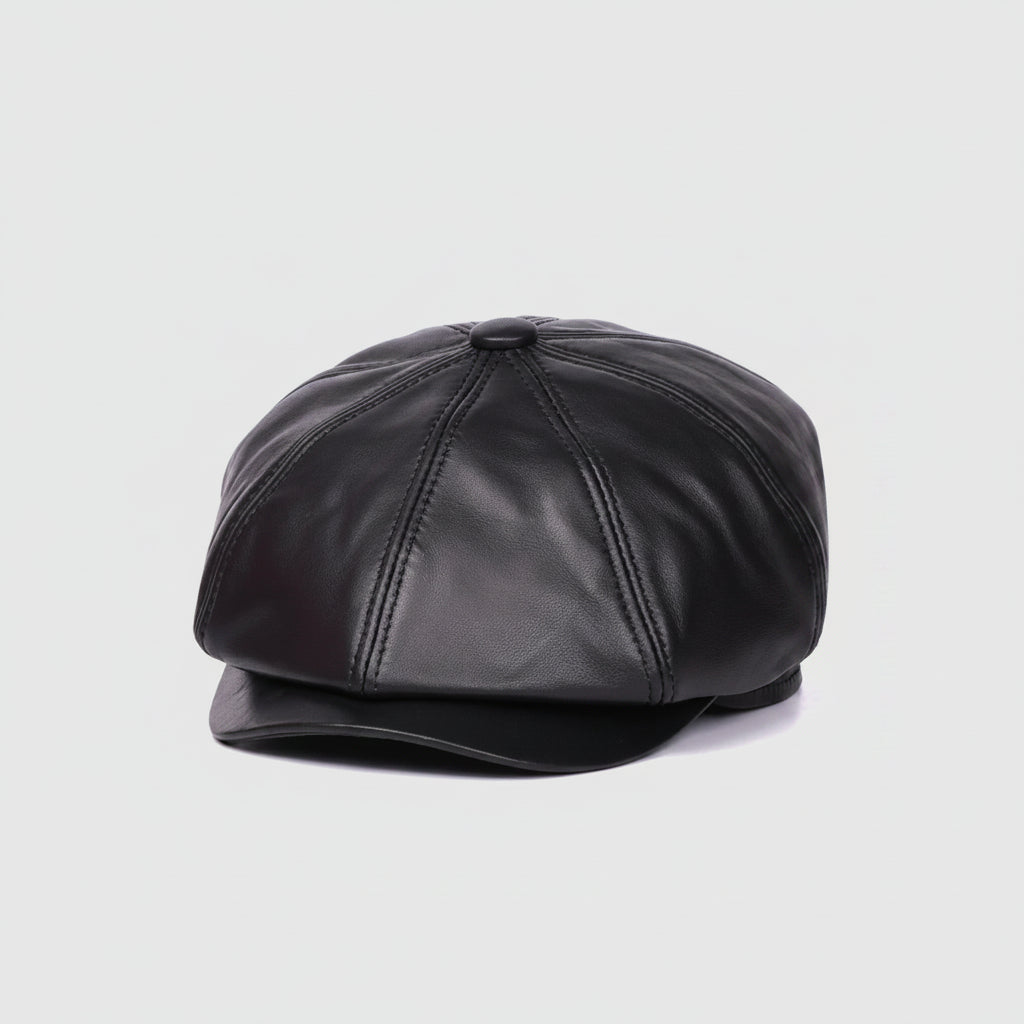 León Leather Newsboy — Peaked Cap