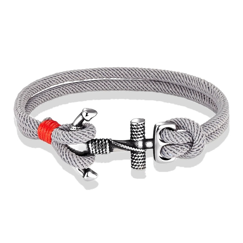 Nautilus Anchor Rope Bracelet – Double Strand Nautical Survival Style with Stainless Steel Navy Buckle, Waterproof Design for Men