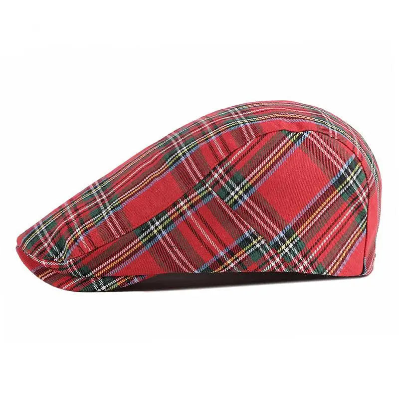 Brighton Plaid Newsboy Cap – Classic Polyester Flat Cap with Vintage Painter Style, Ideal for All Seasons