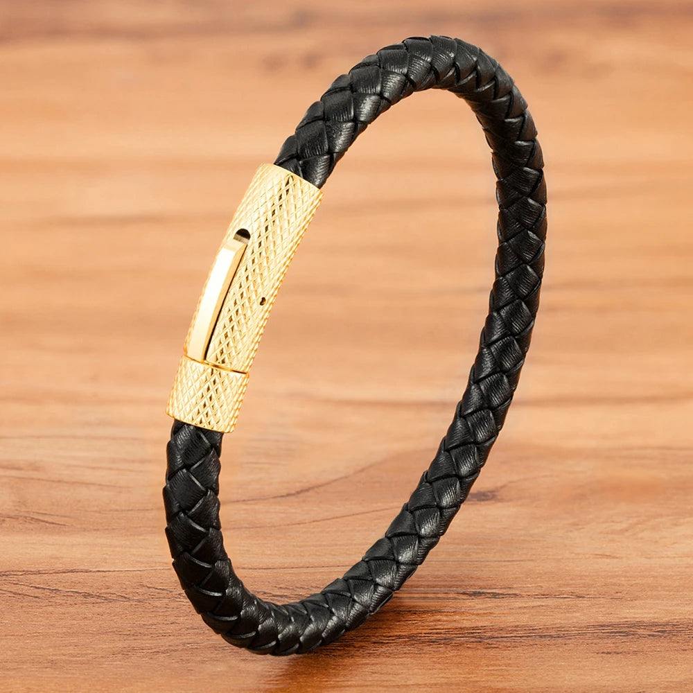 XQNI DIY Combination Stainless Steel Men's Leather Bracelet 19cm/21cm/23cm Sports Jewelry Men's Christmas Gift Promotion