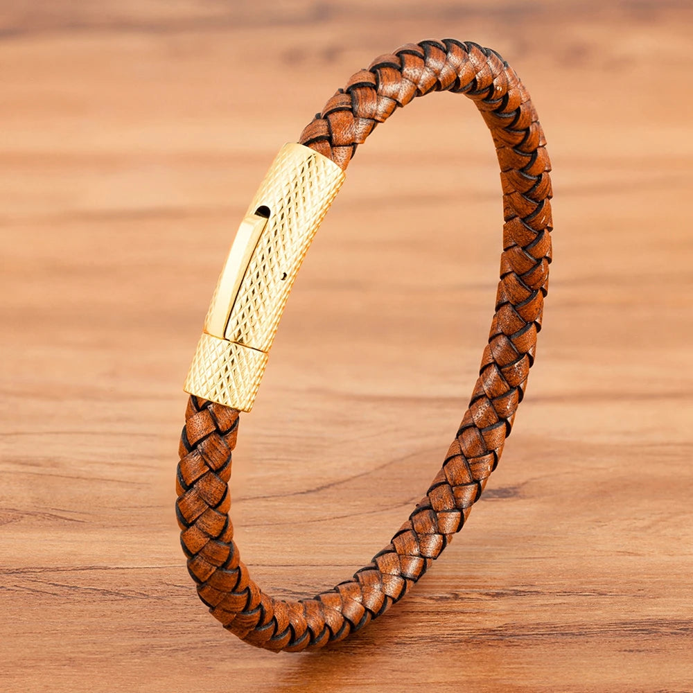 XQNI DIY Combination Stainless Steel Men's Leather Bracelet 19cm/21cm/23cm Sports Jewelry Men's Christmas Gift Promotion