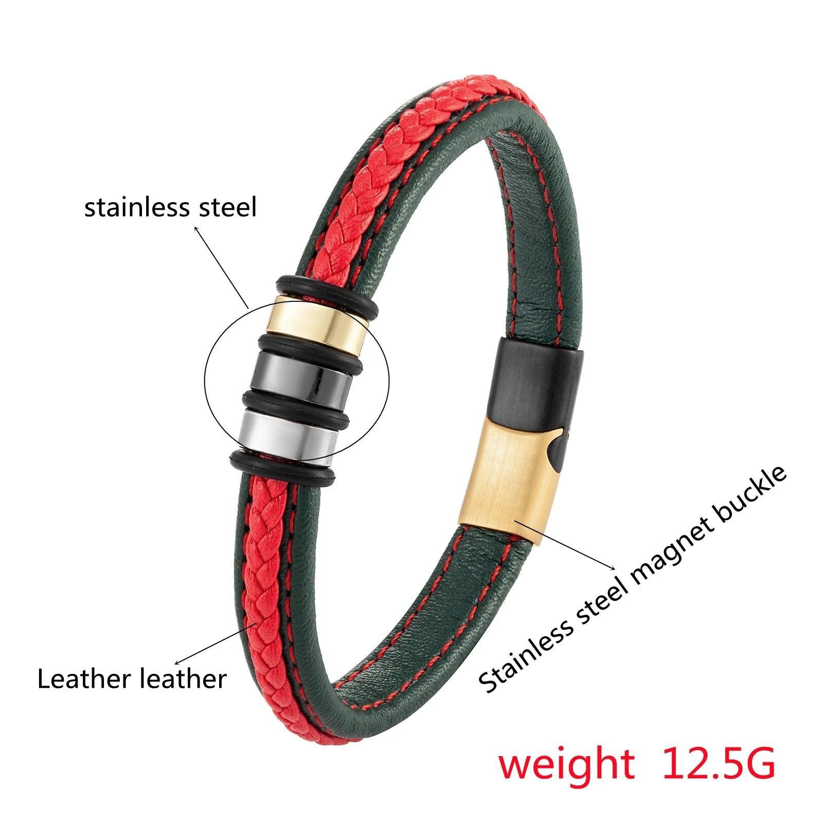 Lutetia Interlocking Couple Bracelet – 316L Stainless Steel & Leather Rope Classic Unisex