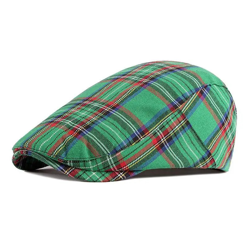 Brighton Plaid Newsboy Cap – Classic Polyester Flat Cap with Vintage Painter Style, Ideal for All Seasons