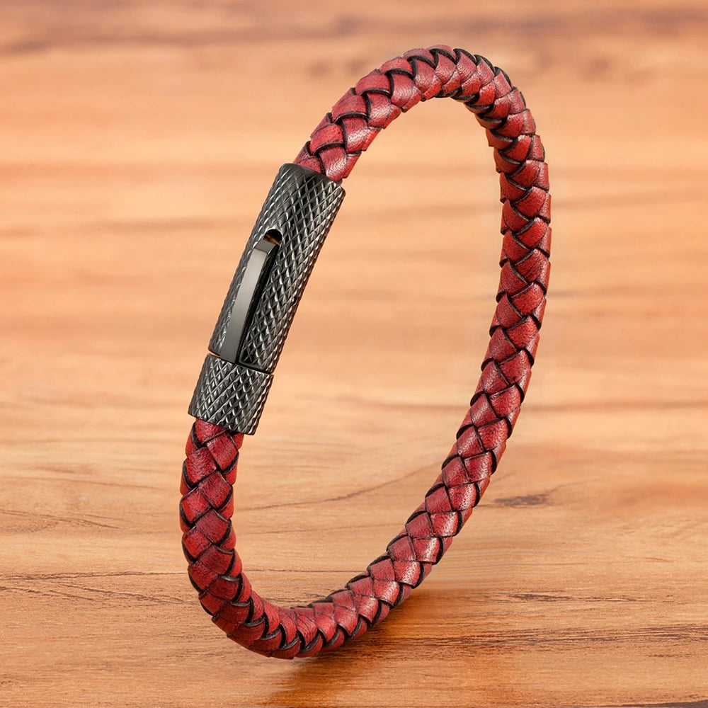 XQNI DIY Combination Stainless Steel Men's Leather Bracelet 19cm/21cm/23cm Sports Jewelry Men's Christmas Gift Promotion
