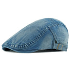 Washed denim newsboy cap for men