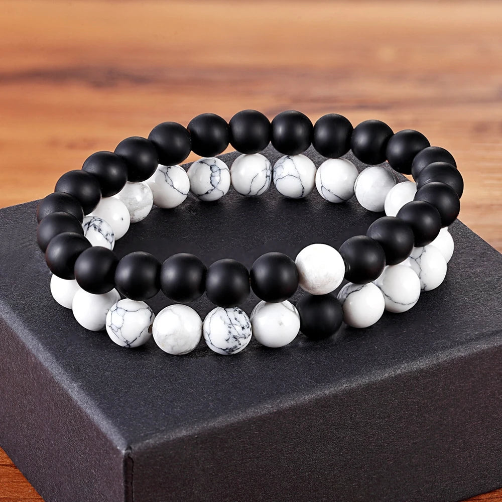 XQNI Various Combination Styles Beaded Bracelets For Men & Women For Couples Jewelry Stretch Elastic Rope DIY Birthday Gift Box