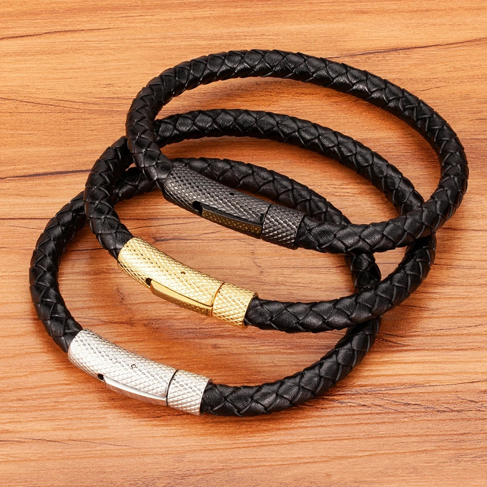 XQNI DIY Combination Stainless Steel Men's Leather Bracelet 19cm/21cm/23cm Sports Jewelry Men's Christmas Gift Promotion