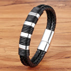 Noir Ridge Leather Bracelet