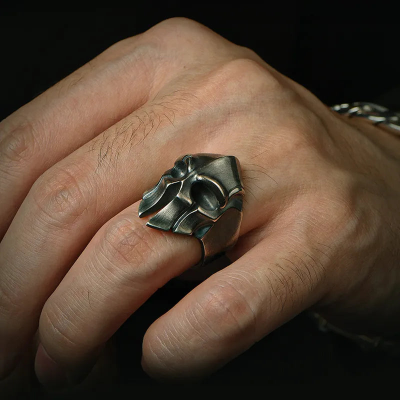 Retro Spartan Warrior Mask Ring