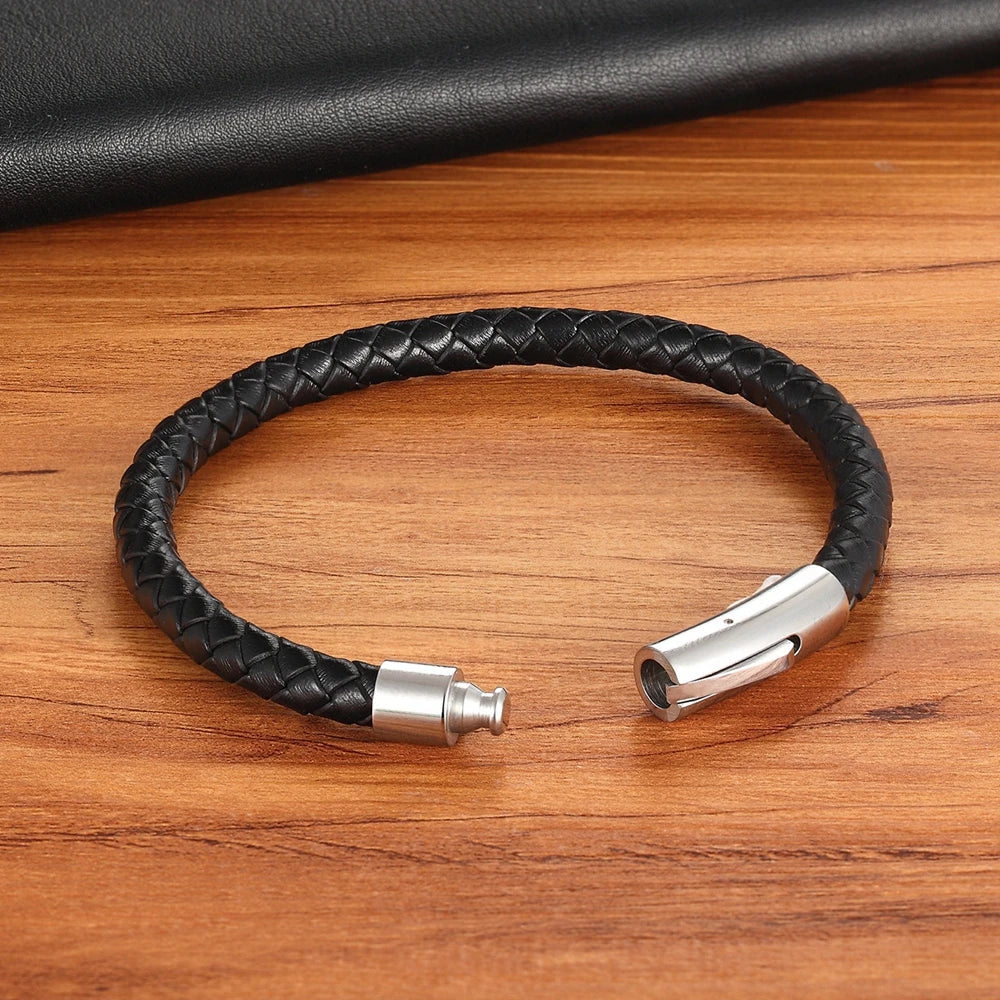 Lazio Multicolor Leather Bracelet - Stainless Steel Button & Customizable Design for Men