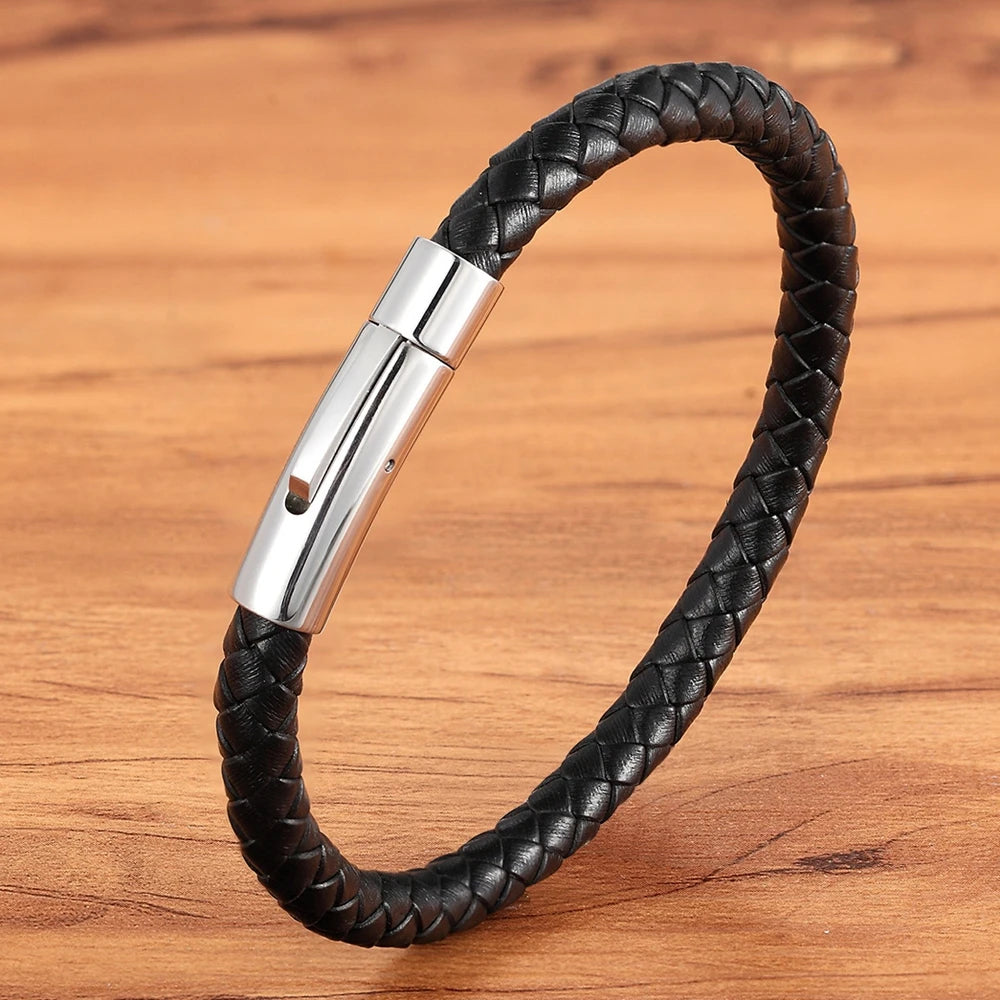 Lazio Multicolor Leather Bracelet - Stainless Steel Button & Customizable Design for Men