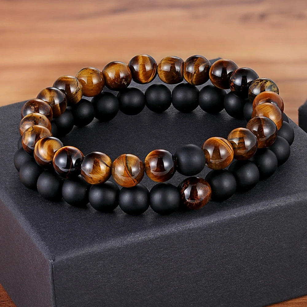 XQNI Various Combination Styles Beaded Bracelets For Men & Women For Couples Jewelry Stretch Elastic Rope DIY Birthday Gift Box