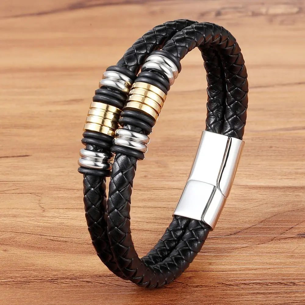 Noir Ridge Leather Bracelet
