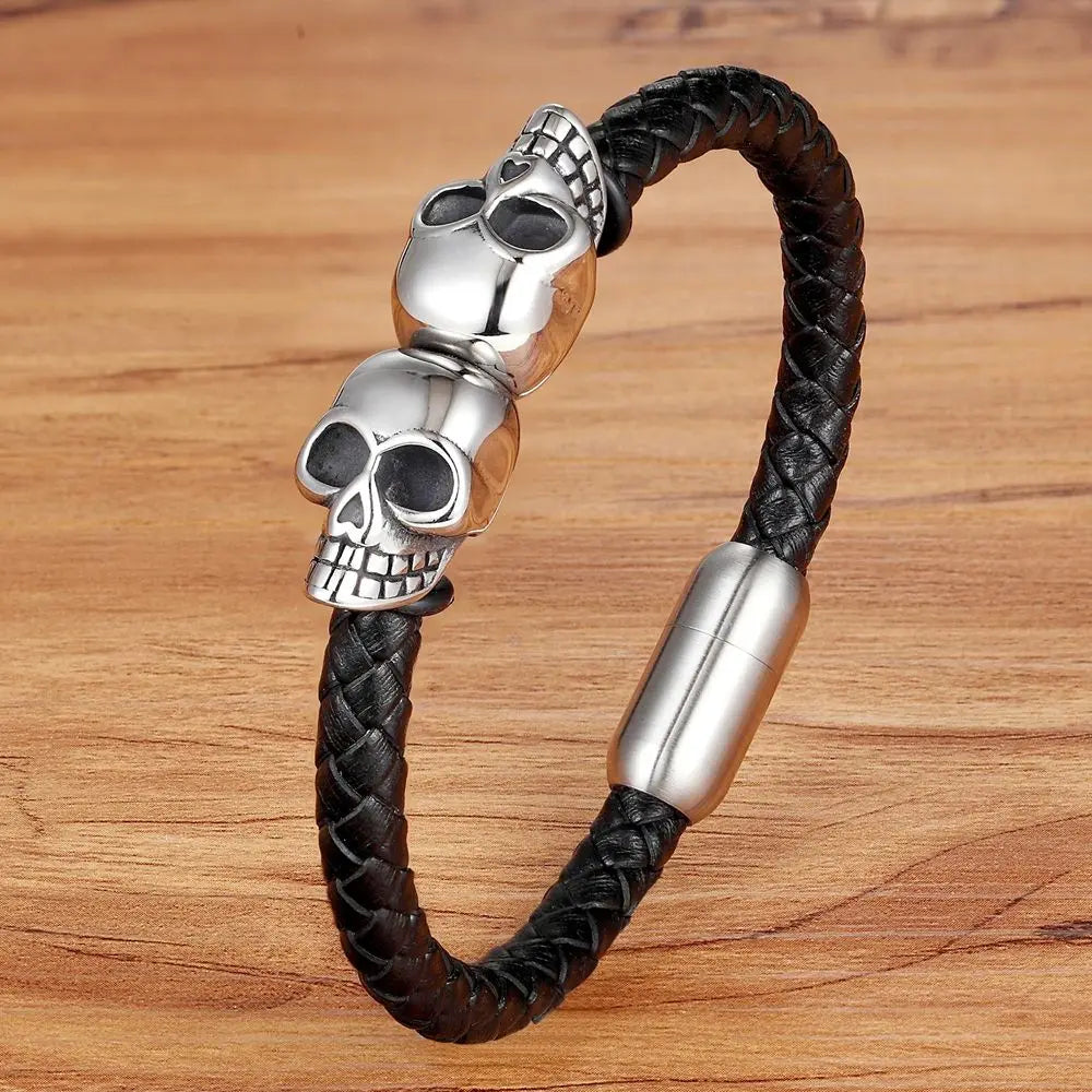 Noir Ridge Leather Bracelet