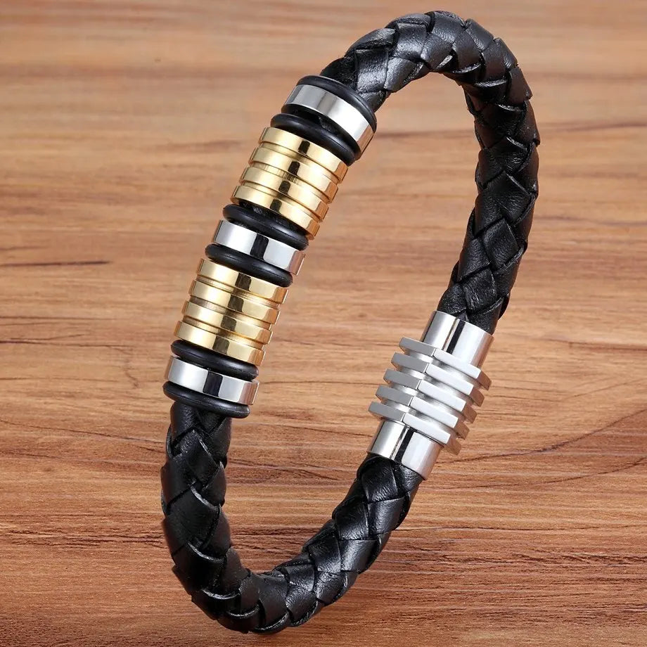 Noir Ridge Leather Bracelet