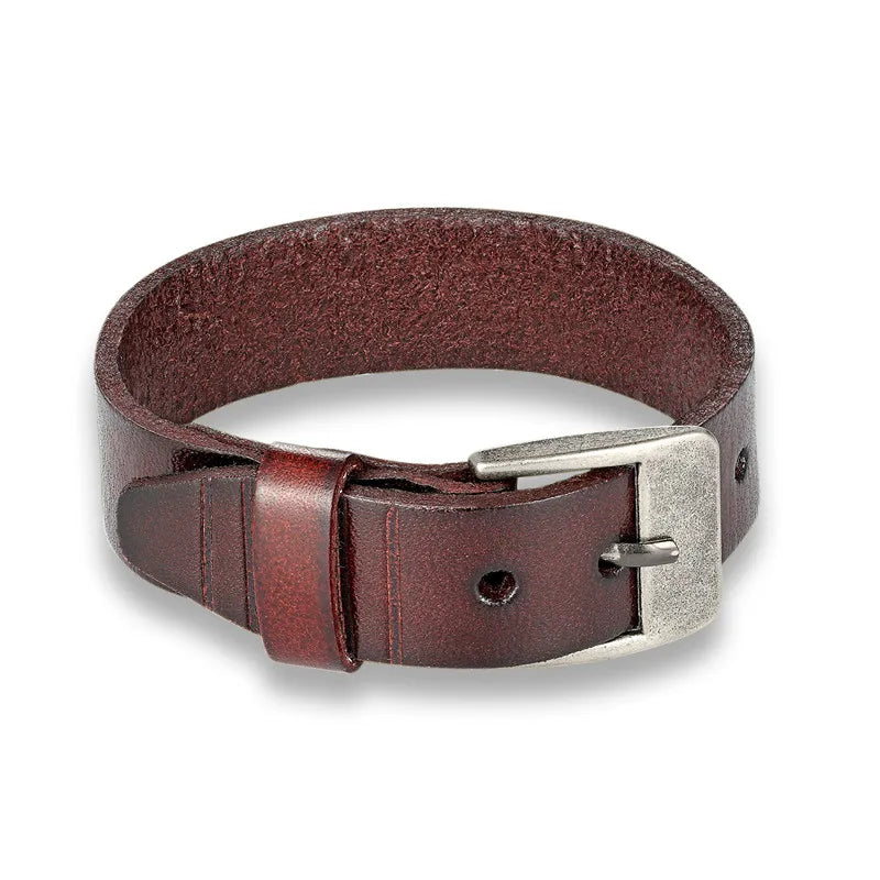 BoBo Cover New Vintag High Quality Aolly Geunine Leather Charm bracelet men Punk Adjustable Buckle bracelets bangles male femme