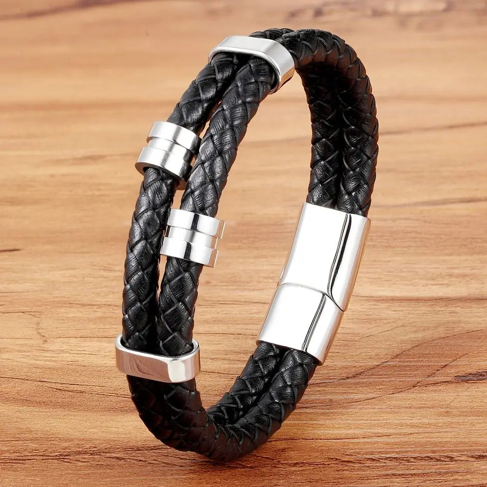 Noir Ridge Leather Bracelet
