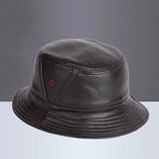 Riobamba Leather Bucket Hat — Flat Brim
