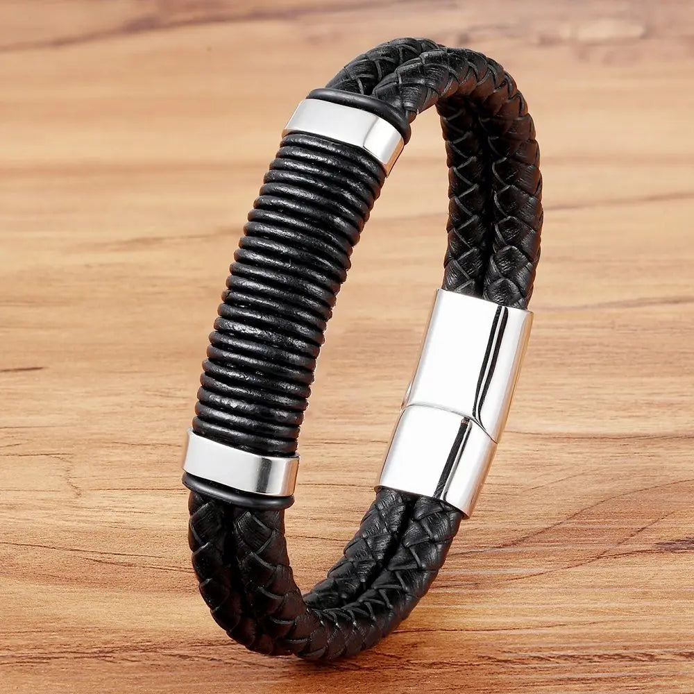 Noir Ridge Leather Bracelet