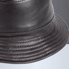 Riobamba Leather Bucket Hat — Flat Brim