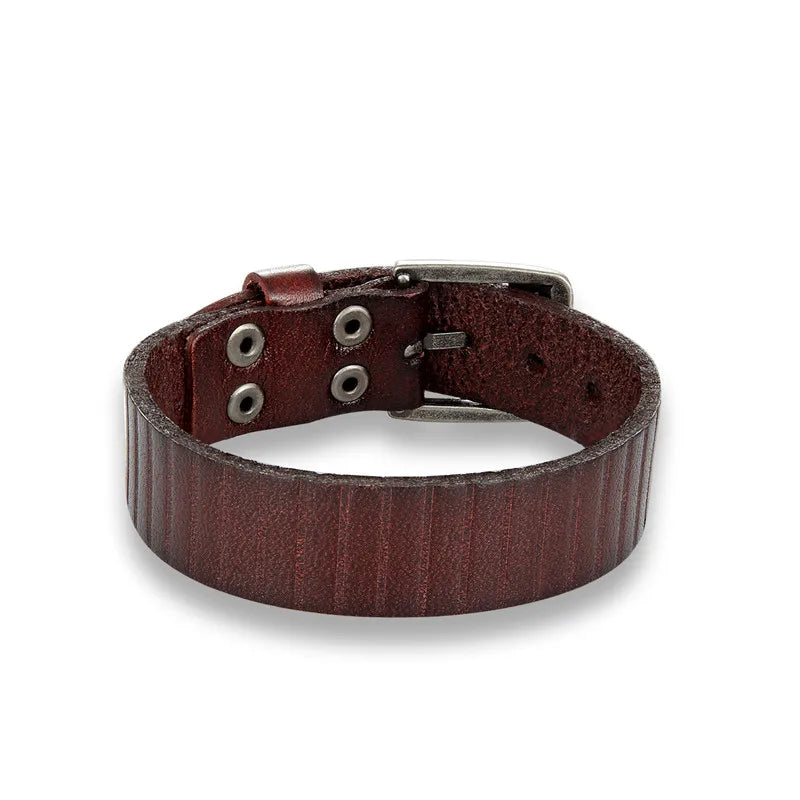 BoBo Cover New Vintag High Quality Aolly Geunine Leather Charm bracelet men Punk Adjustable Buckle bracelets bangles male femme