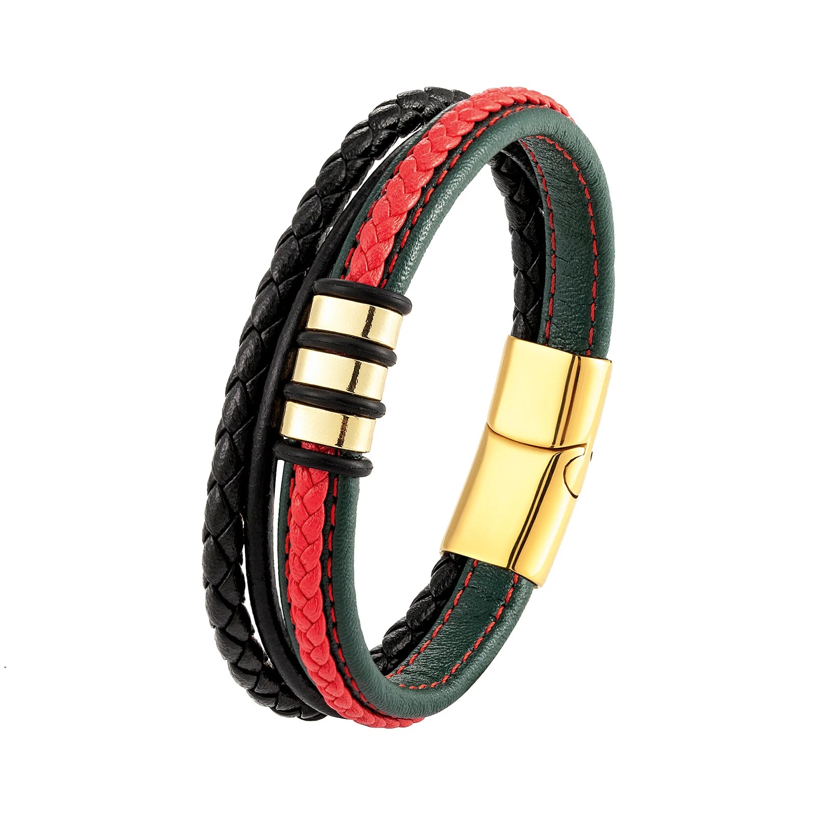 Lutetia Interlocking Couple Bracelet – 316L Stainless Steel & Leather Rope Classic Unisex