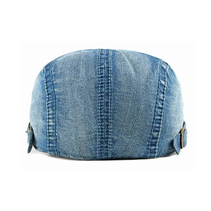 Washed denim newsboy cap for men