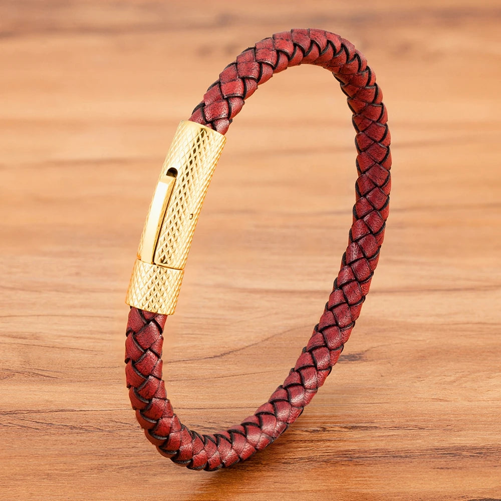 XQNI DIY Combination Stainless Steel Men's Leather Bracelet 19cm/21cm/23cm Sports Jewelry Men's Christmas Gift Promotion