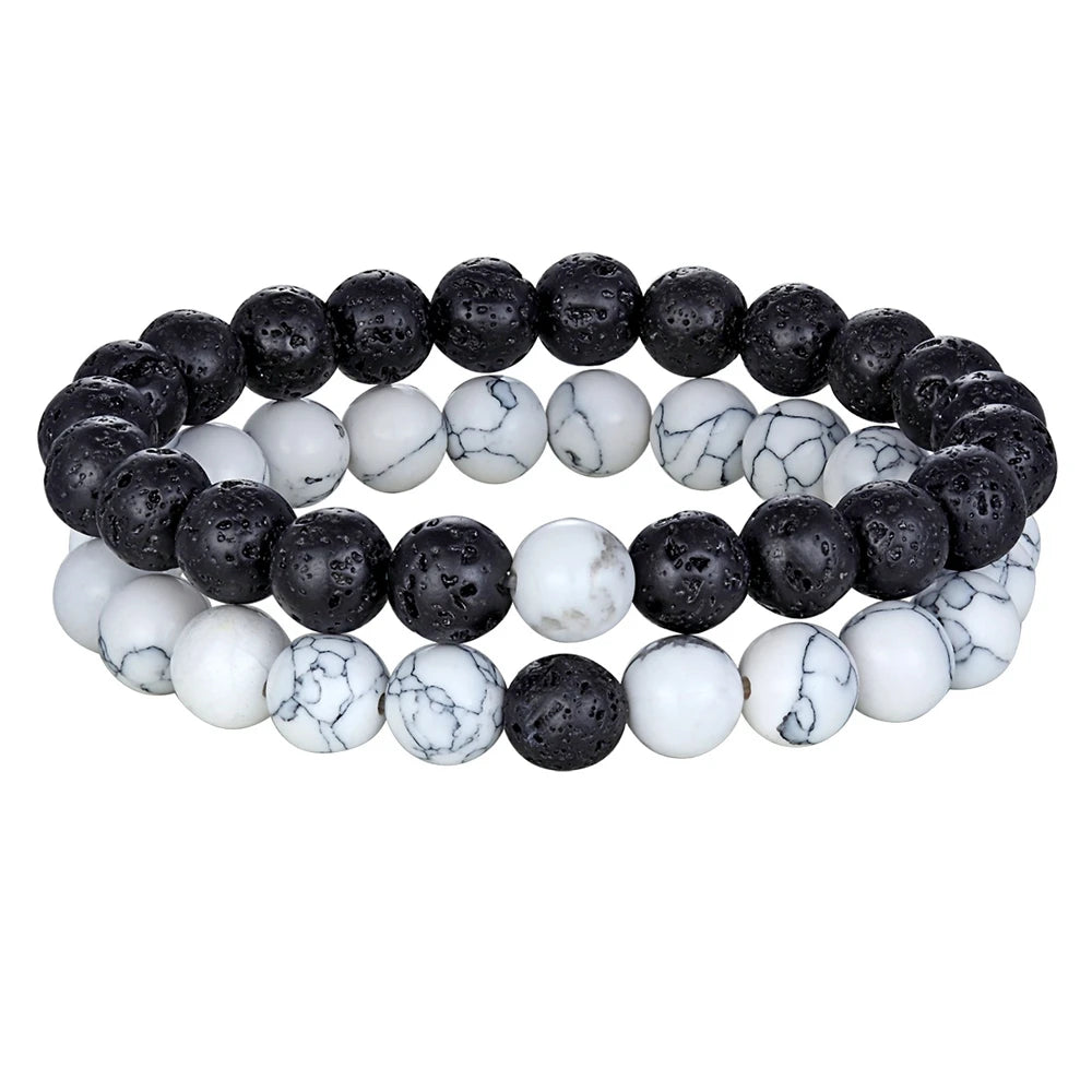 XQNI Various Combination Styles Beaded Bracelets For Men & Women For Couples Jewelry Stretch Elastic Rope DIY Birthday Gift Box