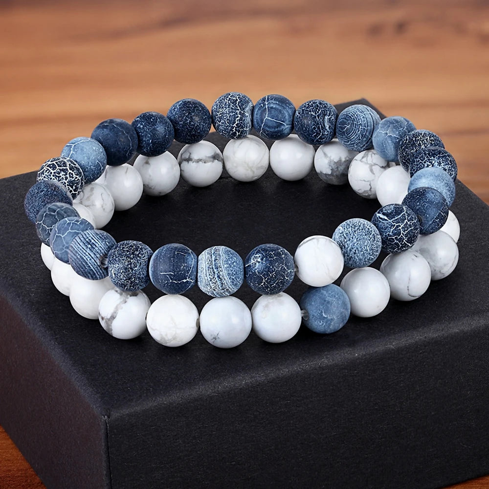 XQNI Various Combination Styles Beaded Bracelets For Men & Women For Couples Jewelry Stretch Elastic Rope DIY Birthday Gift Box