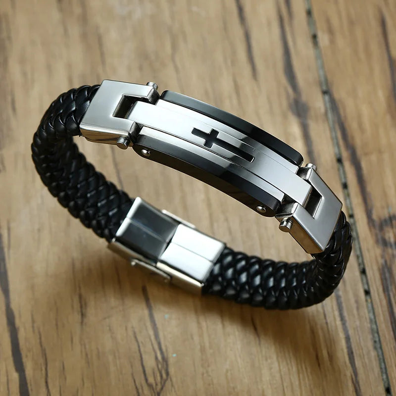 Stainless Steel Leather Bracelet Glory