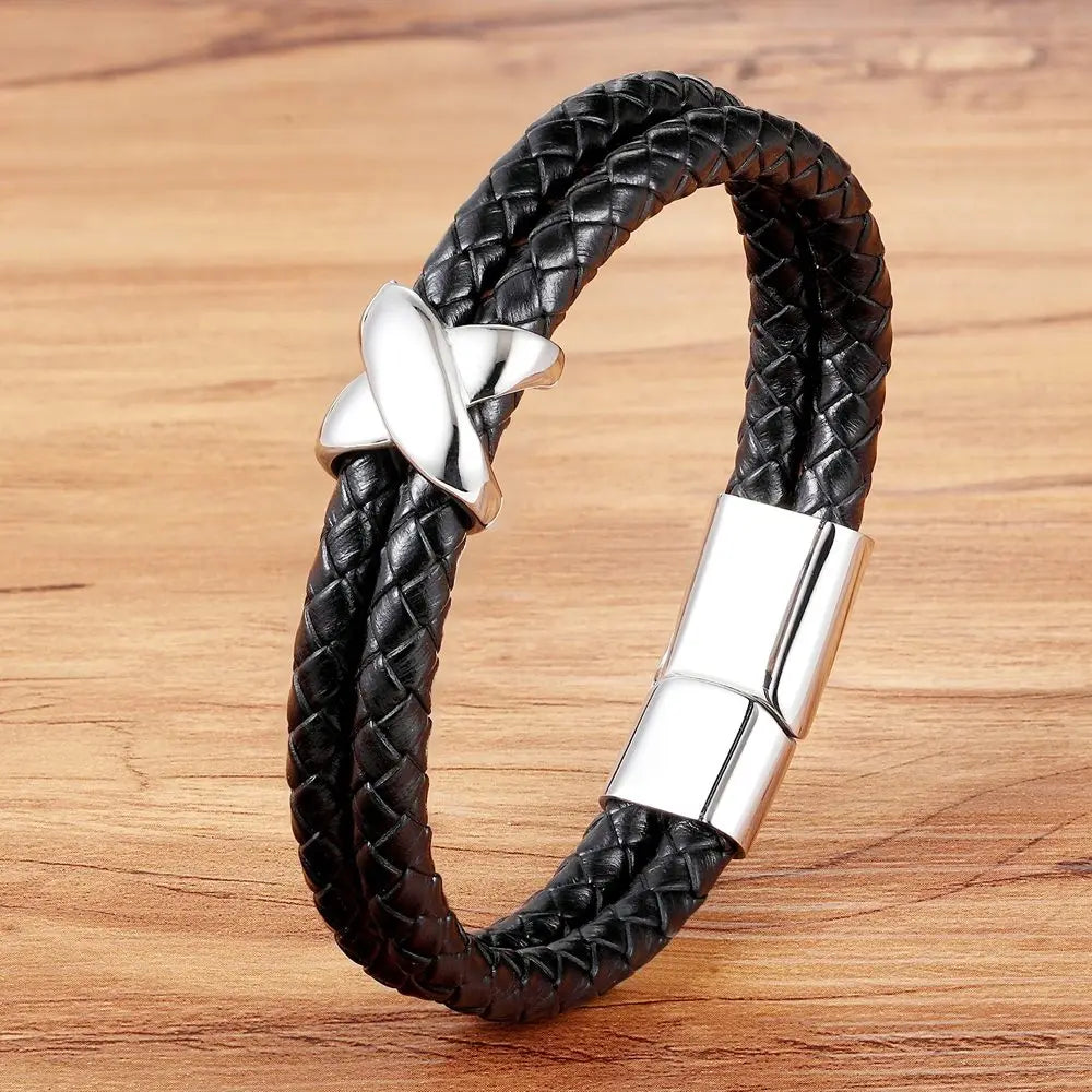 Noir Ridge Leather Bracelet