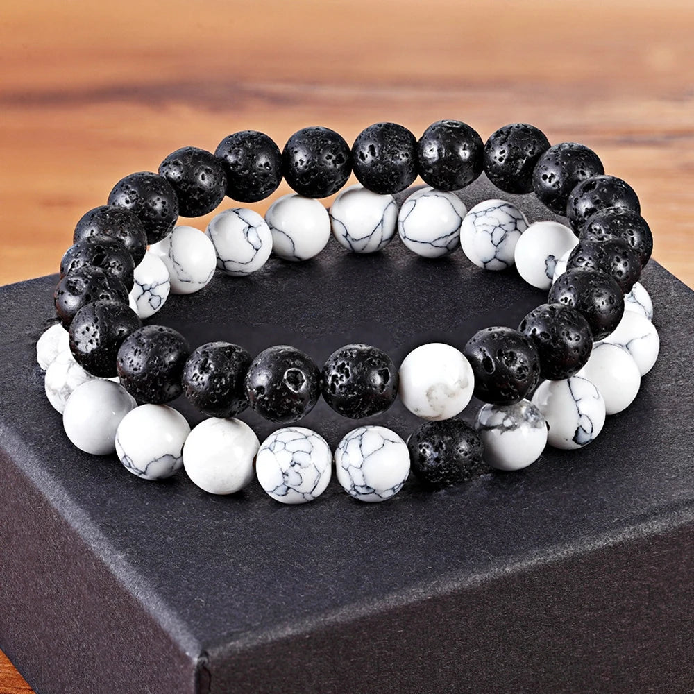 XQNI Various Combination Styles Beaded Bracelets For Men & Women For Couples Jewelry Stretch Elastic Rope DIY Birthday Gift Box