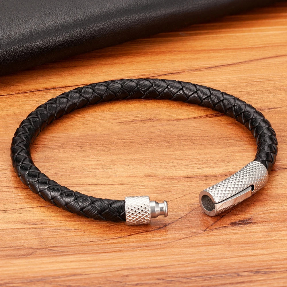 XQNI DIY Combination Stainless Steel Men's Leather Bracelet 19cm/21cm/23cm Sports Jewelry Men's Christmas Gift Promotion