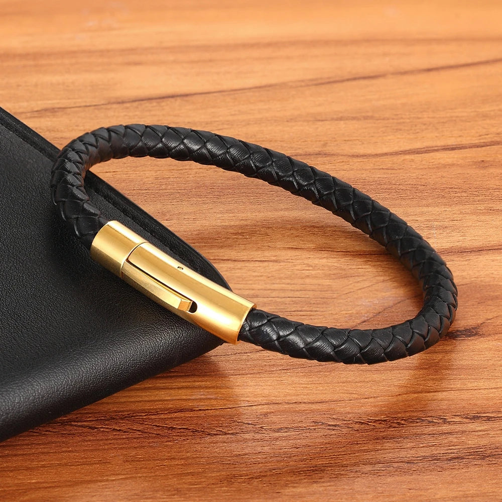 Lazio Multicolor Leather Bracelet - Stainless Steel Button & Customizable Design for Men